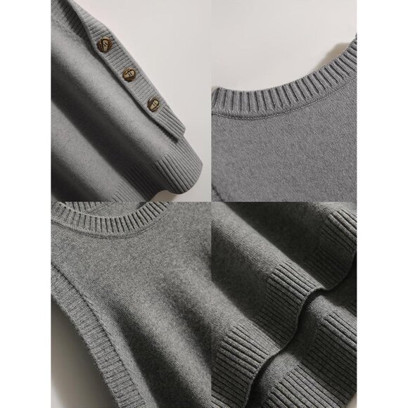 Women's Sleeveless Knit Sweater Vest Casual Crew Neck Ribbed Loose Fit Top - Picture 5 of 7